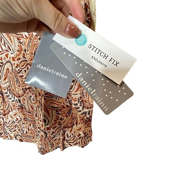 Daniel Rainn Stitch Fix Mixed Media Top Sleeveless Lace Brown Cream Women PM NWT - Picture 9 of 12